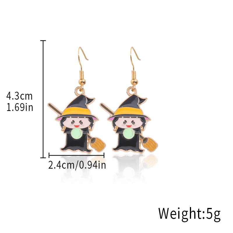 Halloween Earrings Cartoon Ghost Kid Earrings, Dripping Oil Cute Reaper Pumpkin Earrings Horror Earrings