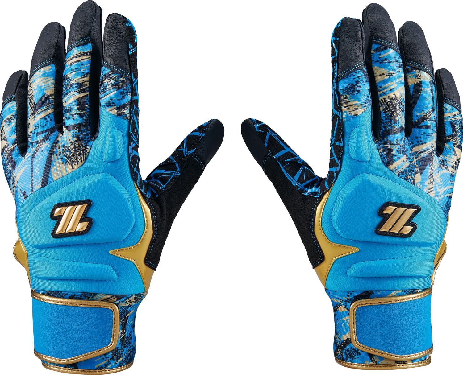 

ZETT Baseball Batting GRAPHIC GRIP General Light Blue x Gold BG18523B Gloves, GLOVE, Ambidextrous, Use, (2282), Small,