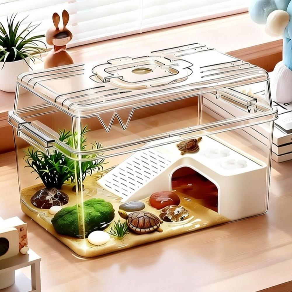 Transparent Reptile Terrarium Breathable Turtle Basking Platform Crab Tank Hermit Crab