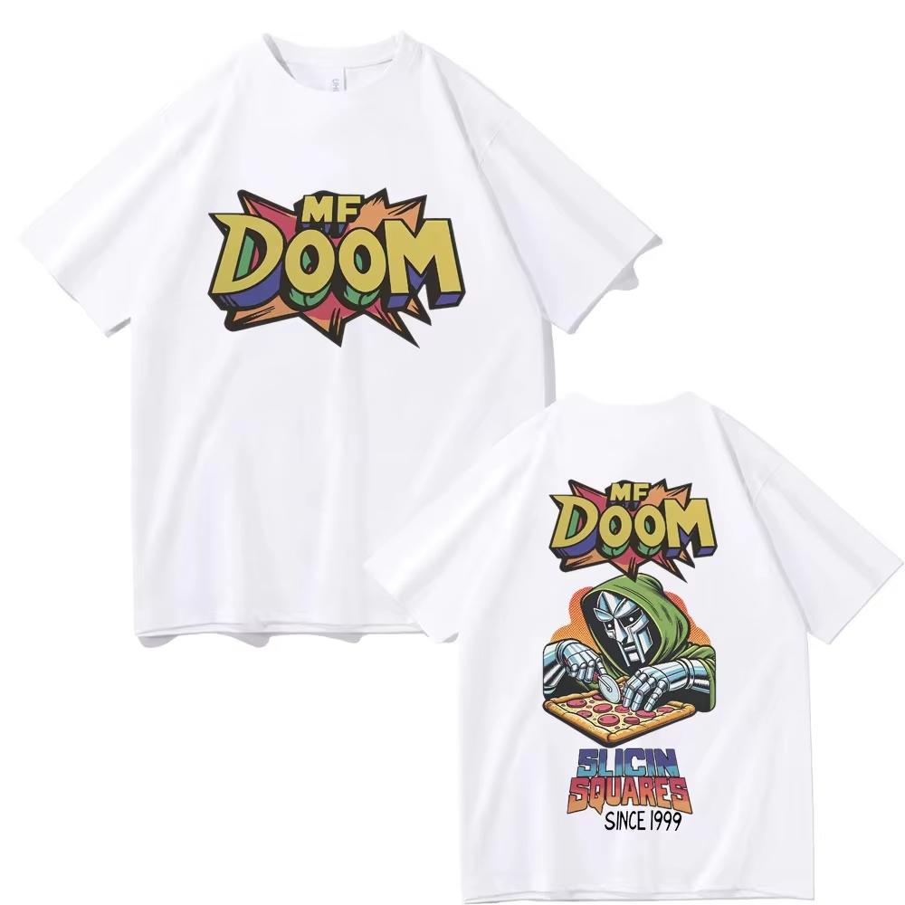 Rapper Mf Doom Slicin Squares Since 1999 Graphic Tshirt Mens Hip Hop pure Cotton Vintage Short Sleeve Top summer Streetwear