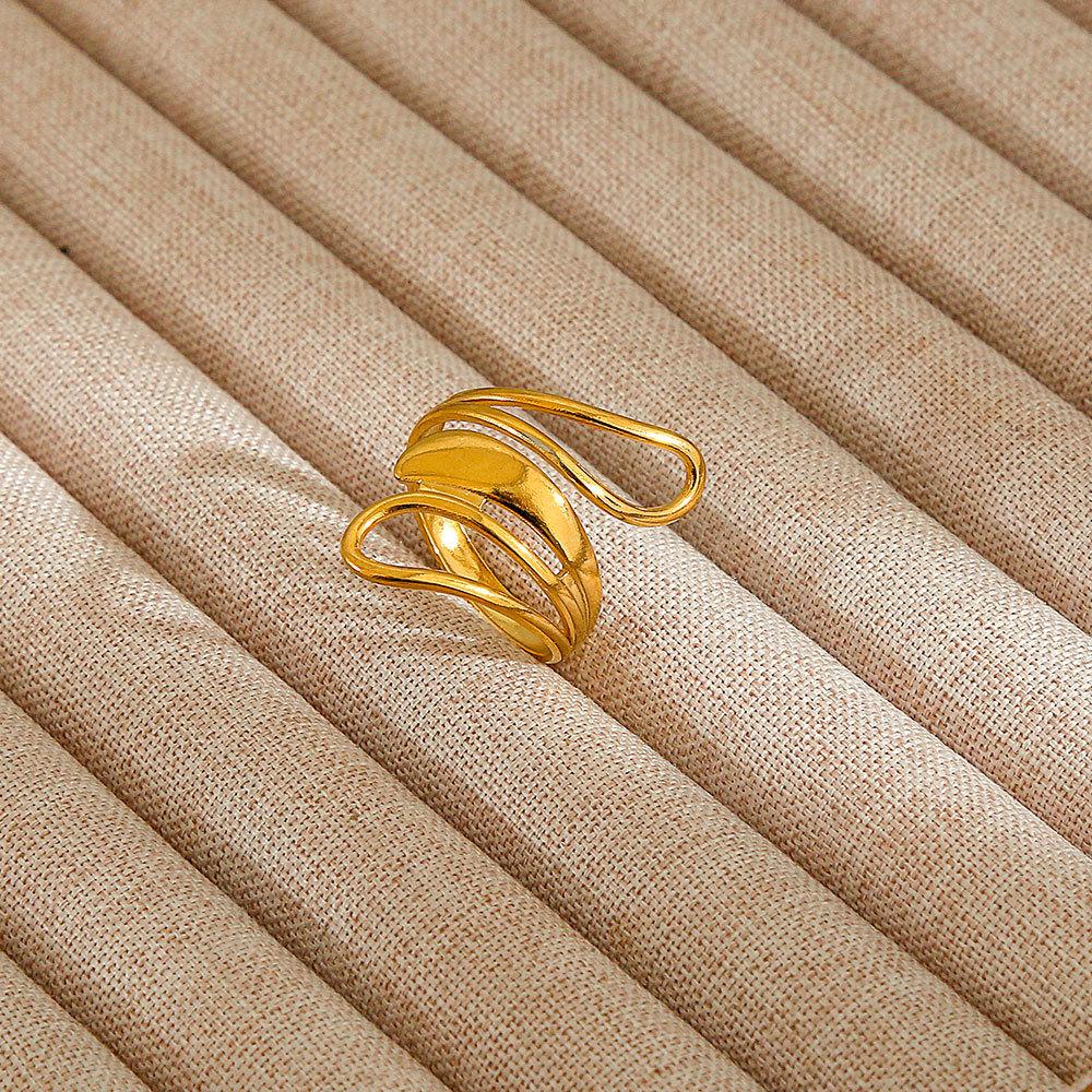 1Pcs Stainless Steel Ring Set with Zirconia, Metal Style Finger Ring, Index Finger Ring