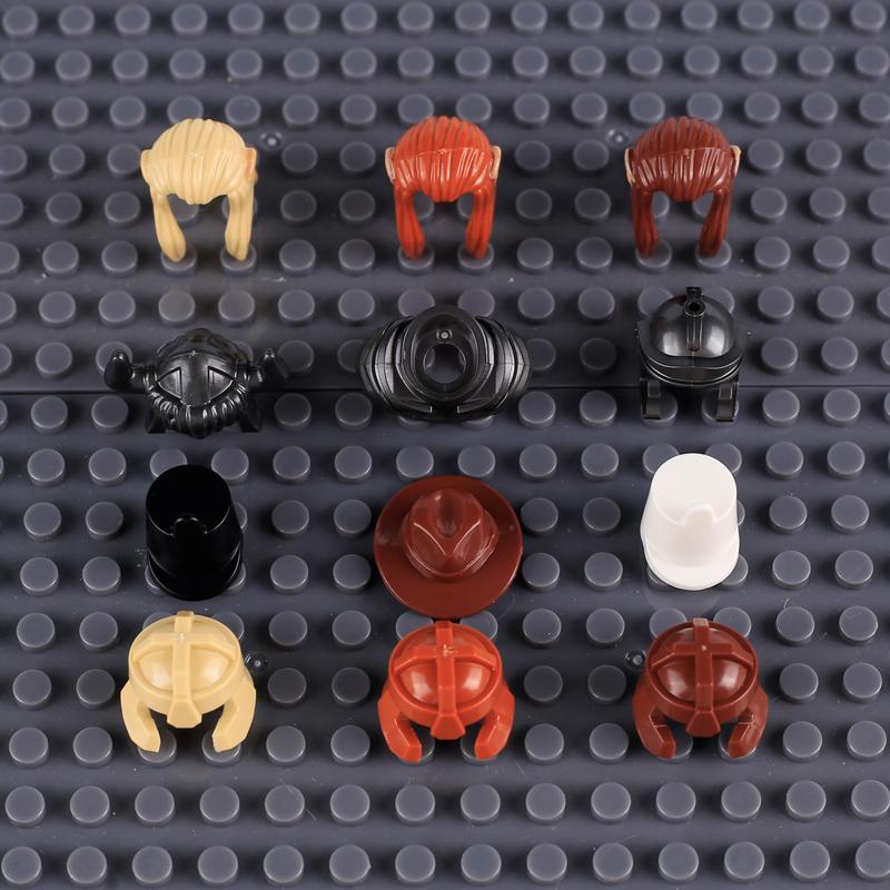 MOC Medieval Military Castle Soldier Figures Helmets Series Building Blocks Knights Accessories Warrior Hat  Bricks Toys Gifts