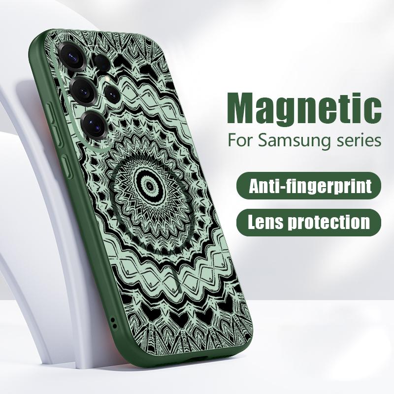 Retro Mandala Flower Pattern Case For Samsung S26 Edge S25 FE S24 Plus S23 S22 Ultra A15 A16 A17 A35 A36 A37 A54 A55 A56 A57 5G Magnetic Matte Cover