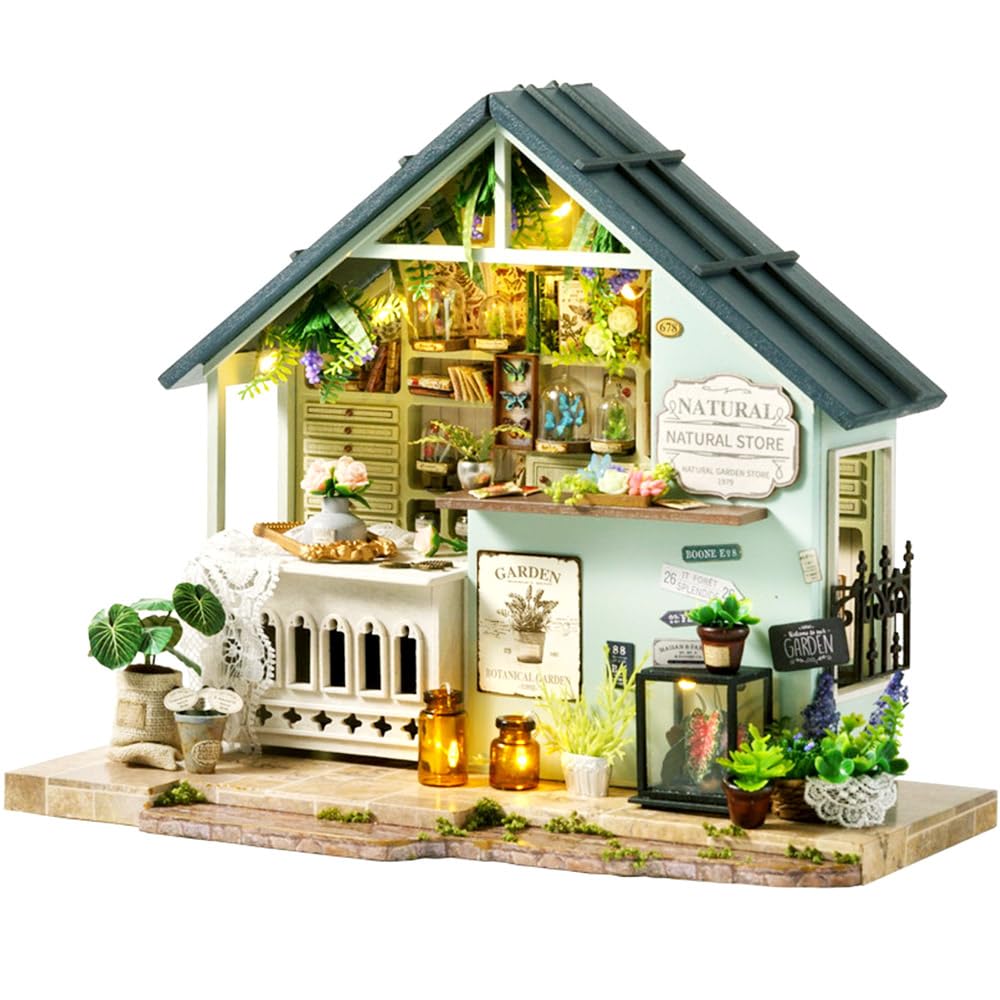 Moin Moin Dollhouse Miniature DIY Kit Scale Instructions Interior General Green LED Light Acrylic Case Music Box 2504dh458 Set, 1/24 [English