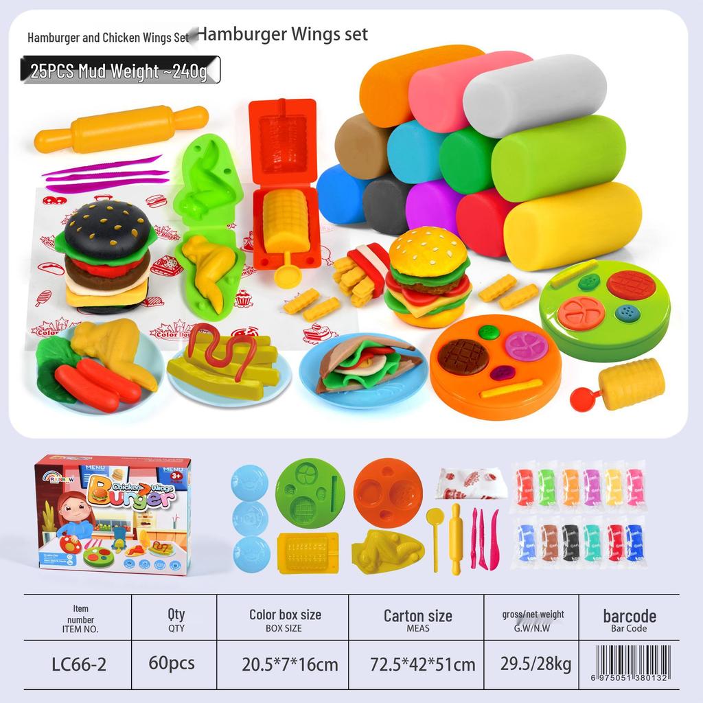 Wheat Clay Burger & Ice Cream Maker DIY Play-Doh Toy Set for Kids Ages 6+