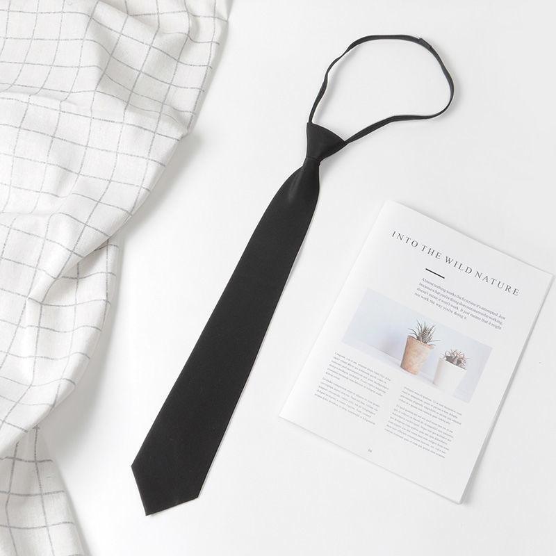 Cotton Solid Color Tie With White Stripe For Japanese School Style Students And Casual Wear