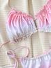 Women's Swimsuit Gradient Sexy Halter Neck Backless Low Waist Side Tie Split Swimsuit Beachwear Bathing Suits