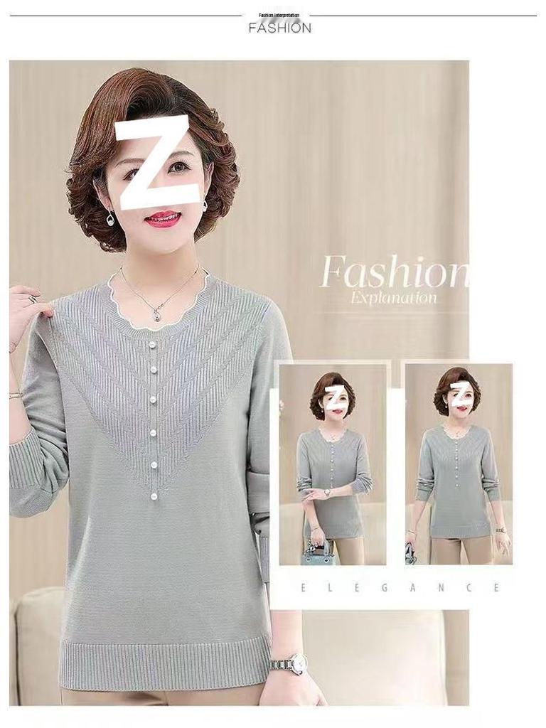 Nouveau Style 2025 Haut Tricot à Manches Longues pour Femmes d'Âge Moyen - Printemps/Automne