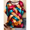 Women'S T-Shirt, Pattern Print, Round Neck Short Sleeve Summer Top,Casual Outdoor Wear, Casual Elegant Summer Top