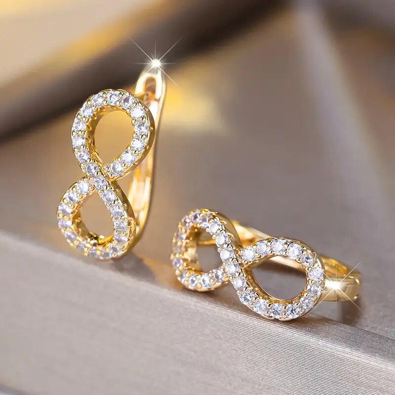 925 Silver Simple Bowknot Infinity Earrings for Women Fashion Wedding Jewelry Bowtie CZ Zircon Brincos Mujer