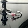 Fashion Punk Red Crystal Heart Irregular Open Adjustable Ring Bangle For Women Personality Vintage Aesthetic Jewelry Accessories