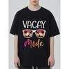 Crewneck T-Shirt Black Vacay Mode Sunglasses Palm Tree Sunset Print Summer Vacation Casual Wear