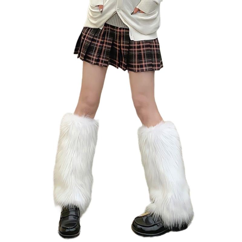Faux Furs Leg Warmer,Warm Soft Cozy Fuzzy Leg Warmer Boot Cuffs Cover for Women Party Costumes Boot Sleeves Boot Covers