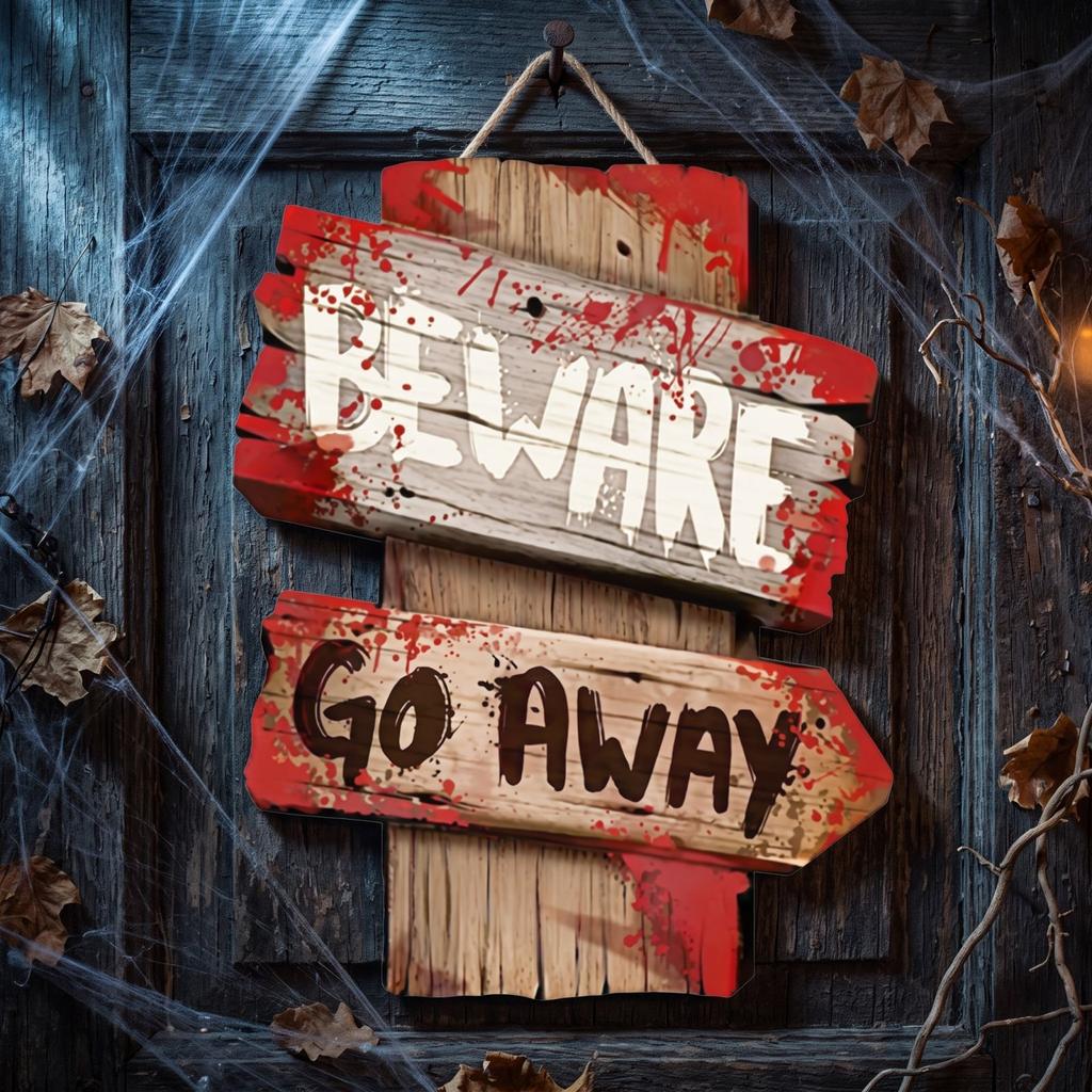 Halloween Wooden Hanging Sign for Party House Garden Yard Decoration