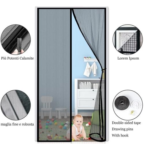 Mesh Screen Door Frame, 80x195cm, Simple Screen Door Curtain, Insect Repellent, Mosquito Repellent, Full Frame, Easy Installation, Keeps Mosquitoes Ou
