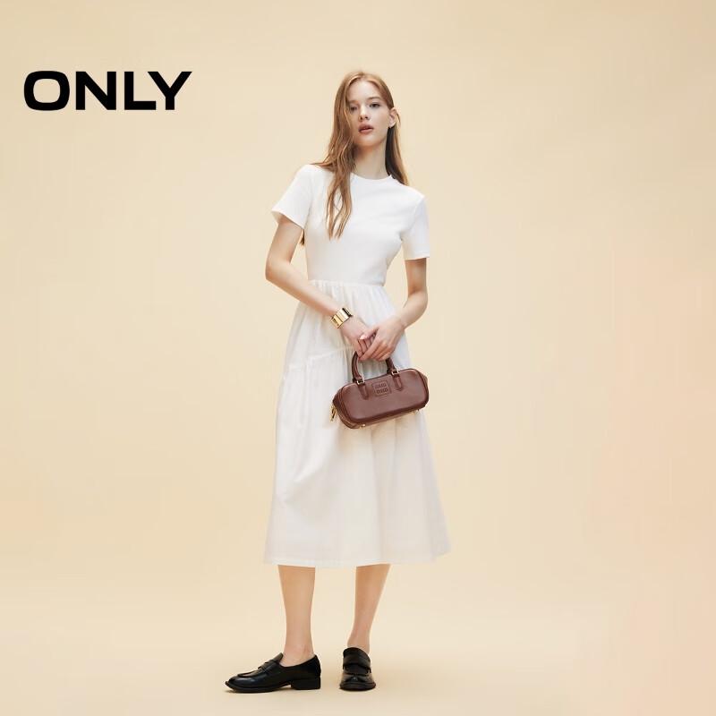 Only 2025 Spring Elegant Solid Patchwork Short-Sleeve Long Dress