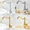 Brass Gold Bathroom Basin Sink Faucet Deck Mounted Single Handle Hot and Cold Water Mix Tap Golden Faucets Chrome EL2189