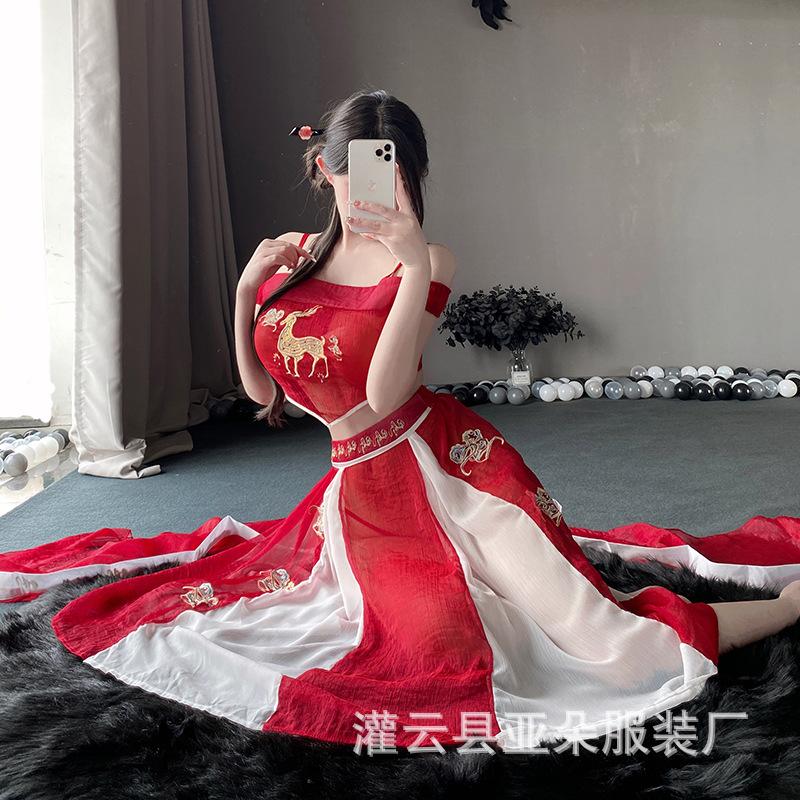 Erotic underwear women's sexy pajamas antique Hanfu temptation cheongsam uniform flirting hot suit