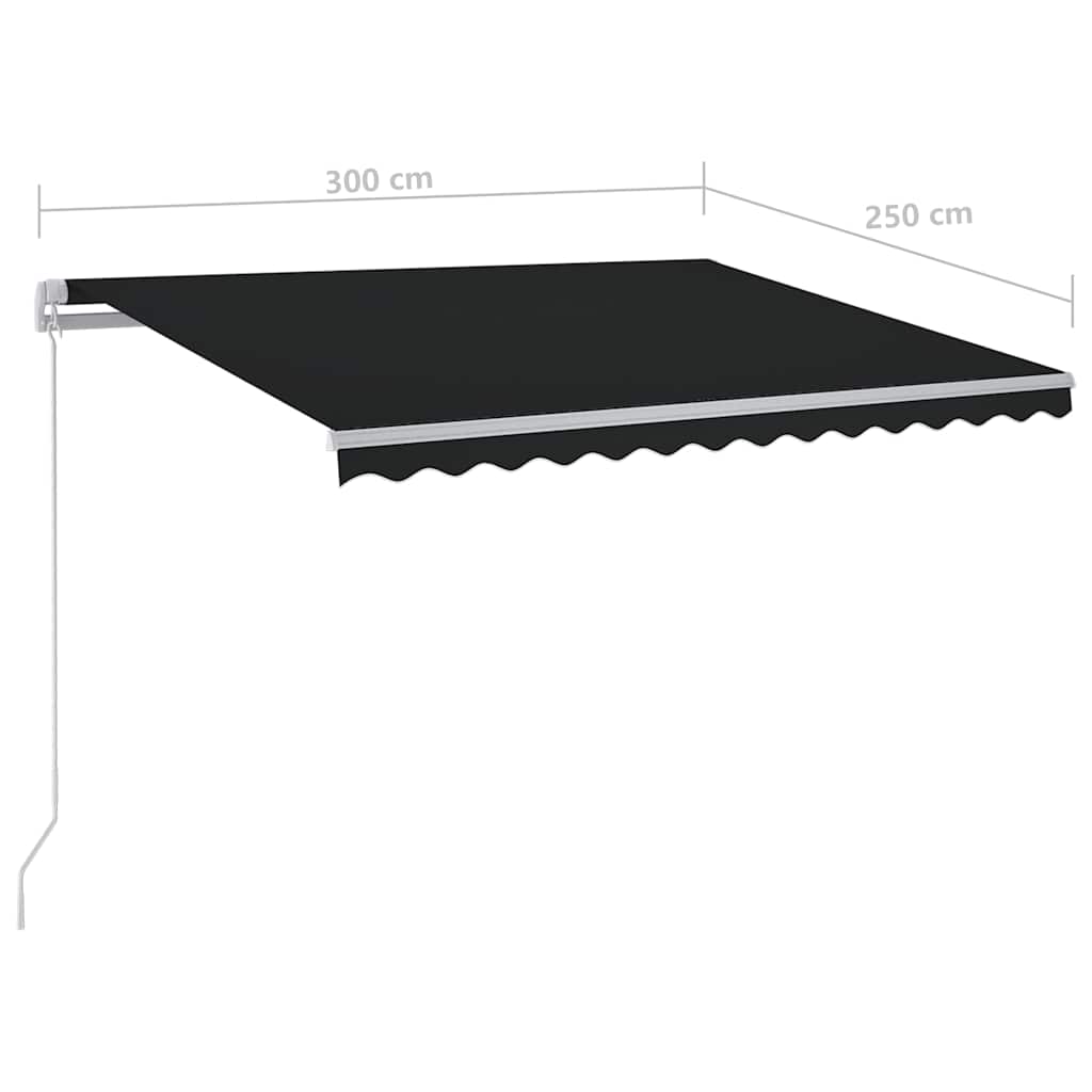 Manual Retractable Awning with LED Lights 300 X 250 Cm Anthracite