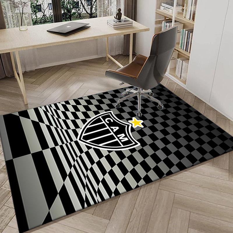 Black And White Stripes With Shield Printed Area Rug for Office, Chair Rug, Decorative Carpet Floor Mat, Large Size Fan gifts Christmas gifts
