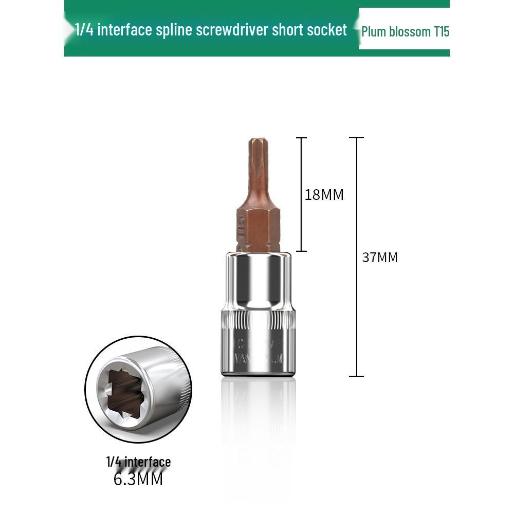 1/4" Small Fly Socket Bit Wrench with T8 Star, Inner Hex, Slotted, Rice Flower, Cross Screwdriver Heads