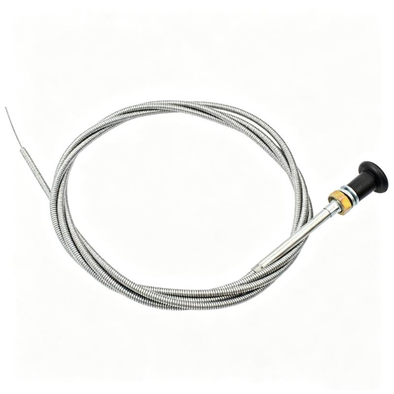 Mower Maintenance Control Cable, 96 Inch Replacement Cable Assembly with Metal Sheath, Pull Knob End and Threaded Mounting Hardware