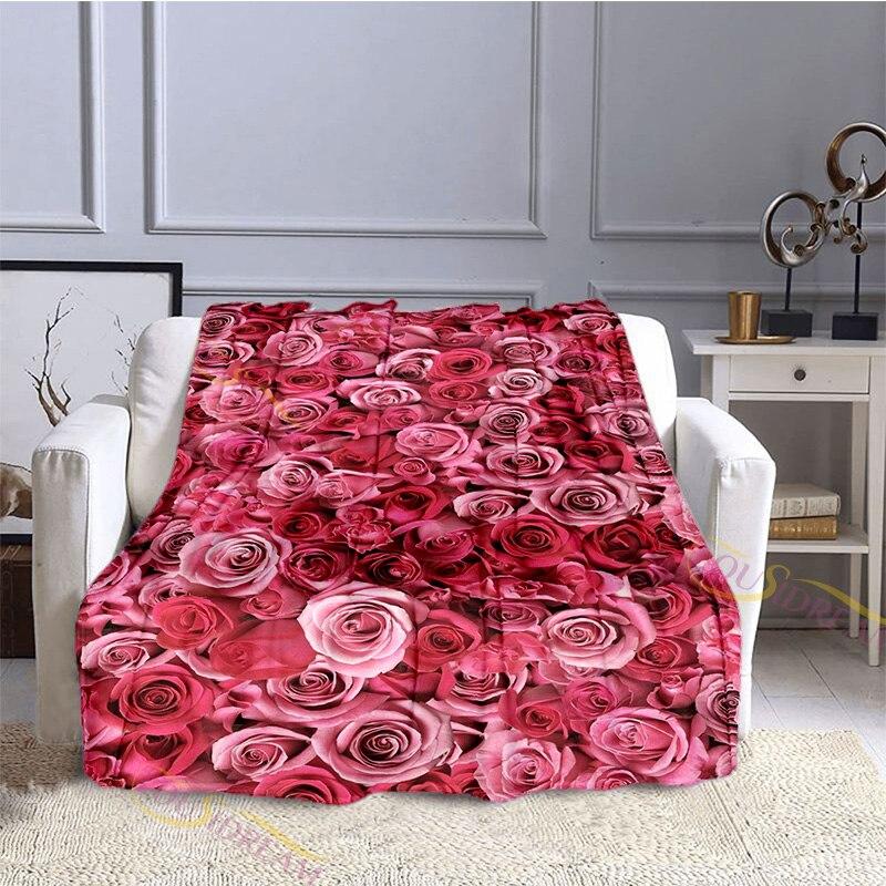 Valentýn Láska Růžová Deka Měkký flanel Fleece Teplý Lehký přehoz Deky Dospělí do postele Pohovka Deka Přehoz přes postel