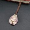 Vintage Handmade Copper Wire Winding Water Drop Tree Of Life Color-Changing Corrugated Resin Necklace Pendant Exquisite N516