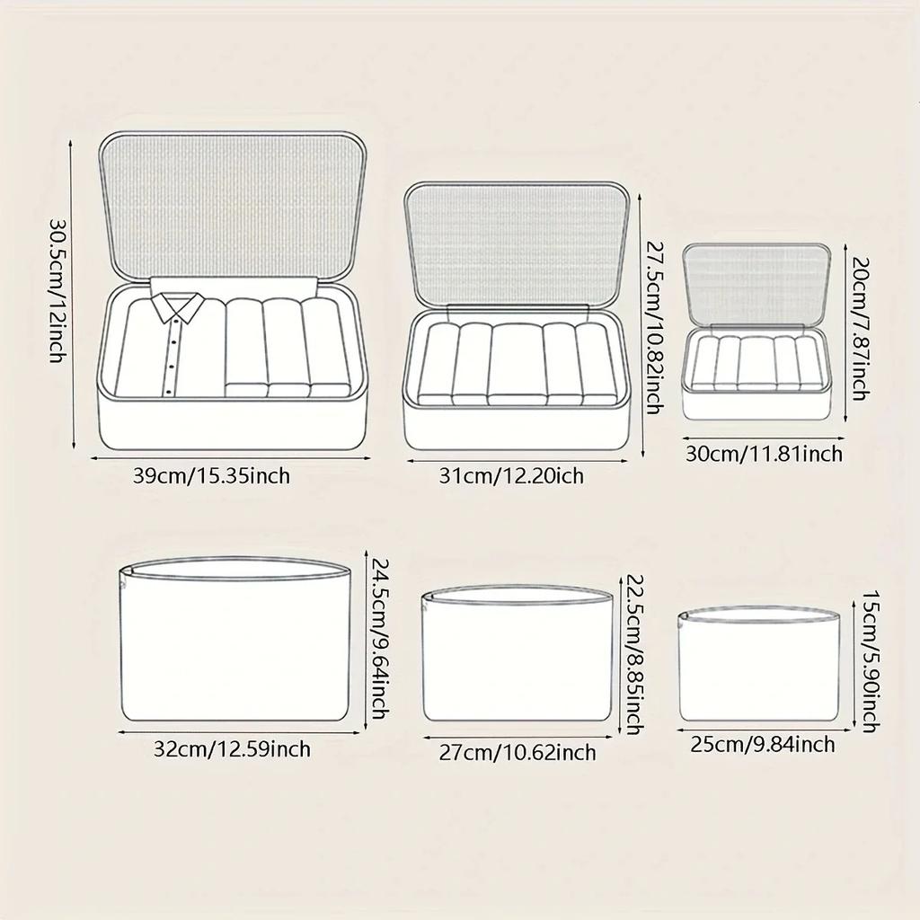 6pcs/12pcs-6 Pack Travel Organize Bags Set, Laundry Pouch, Clothes Zipper Storage Bag, Shoes Bag Six Piece Set