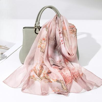 Shanghai Story New Silk Scarf Women's Spring and Summer Thin Mulberry Silk Printed Scarf Fashionable and Versatile Shawl