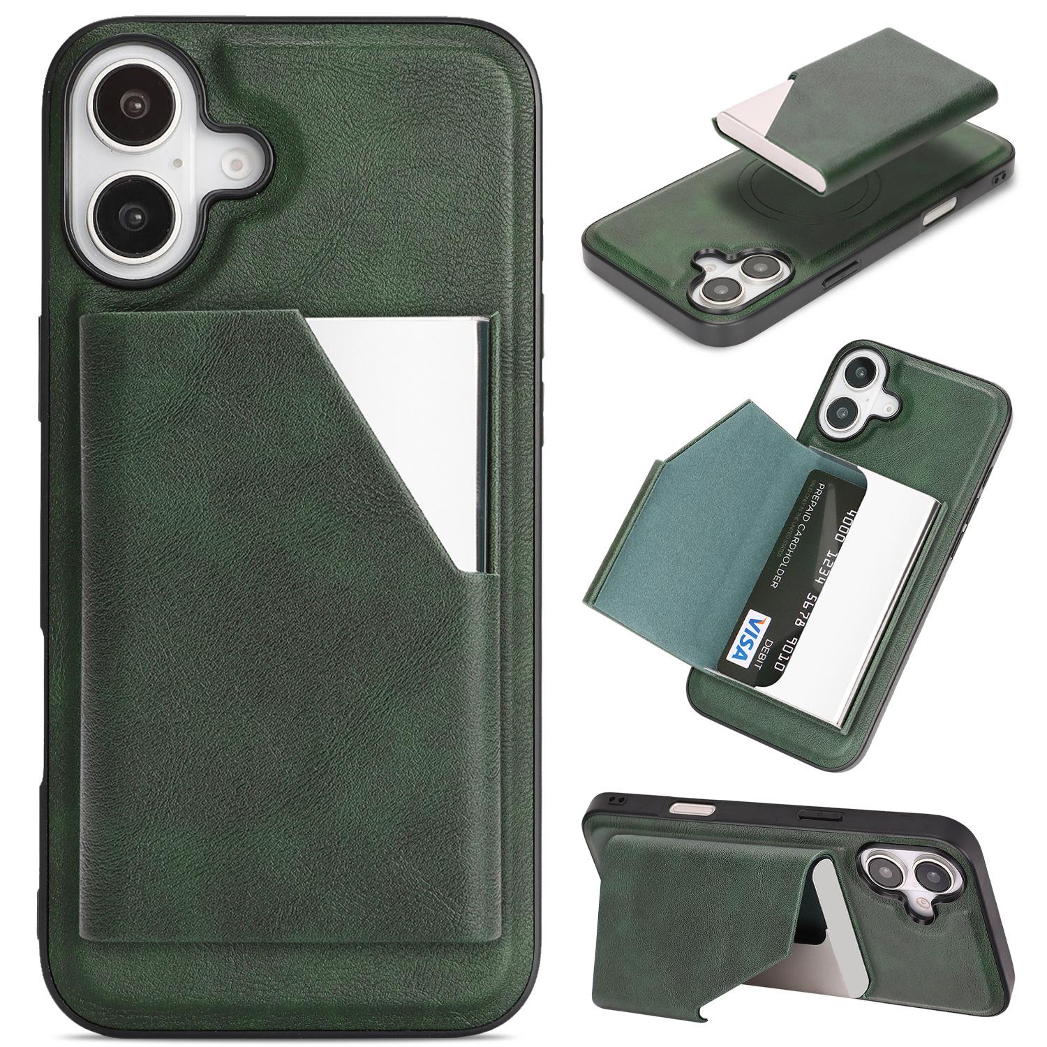 

Reinforced Ring Magnetic Card Wallet Case for iPhone 17 Pro Max Air 16 Pro 15 14 Plus 13 12 Wireless Charging Leather Flip Cover iPhone17 Pro