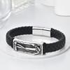 Mens Stainless Steel Braided Leather Bracelet With Magnetic Clasp Geometric Anchor Design INS Style