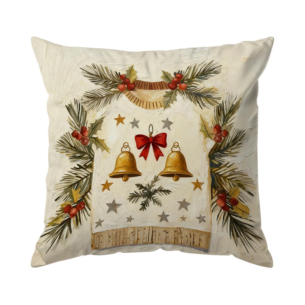 Oil Painting Style Christmas Pillowcase Bedroom Sofa Cushion Cover 100% Polyester Living Room Cushion Pillowcase Home Decor