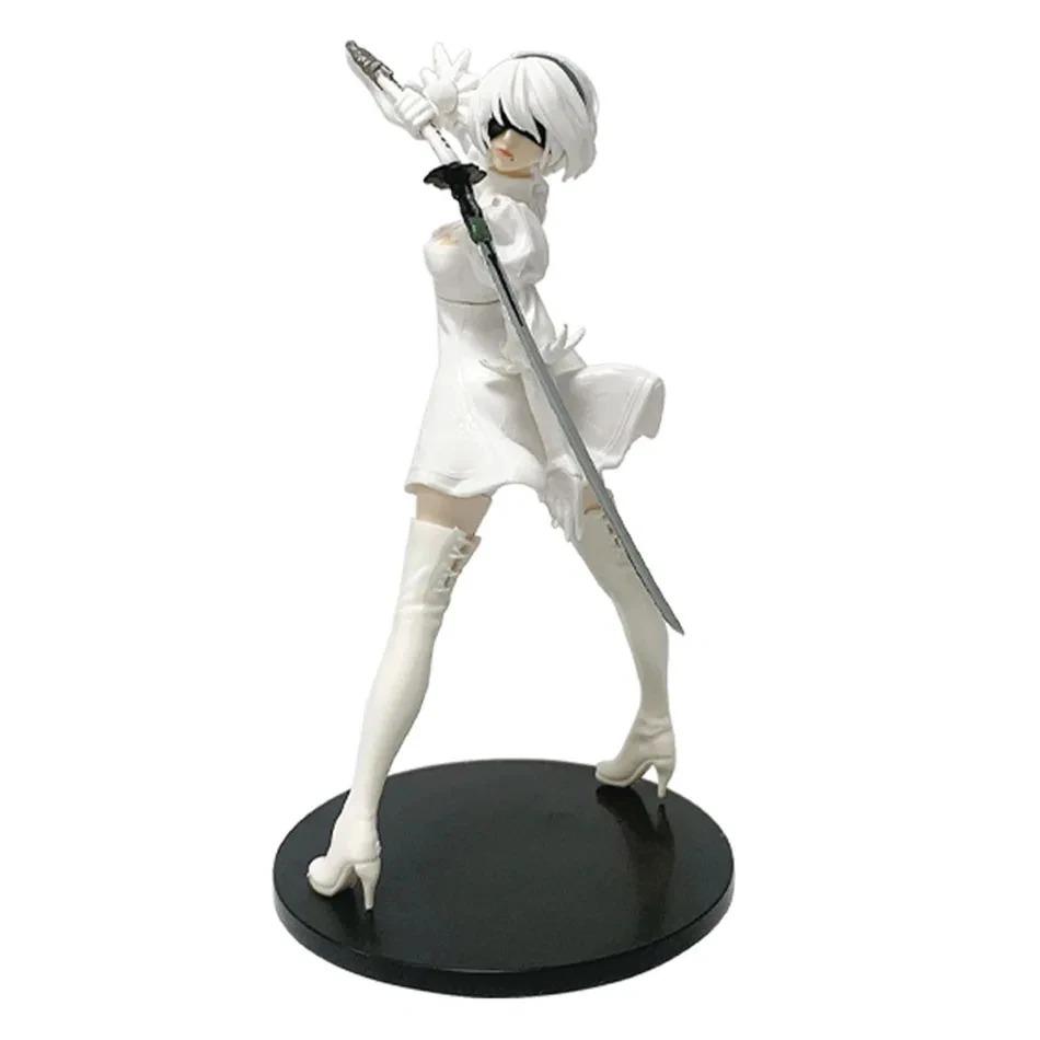 NieR: Automata 2B Action Figure 18cm Yorha No. 2 Type B White Dress Ver. PVC Anime Collectible Model Doll Toy Statuette Gift For