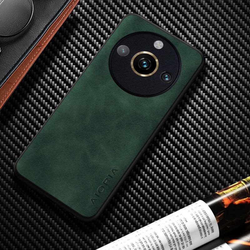 

Кожаный чехол для Realme 11 Pro Plus, гладкий чехол для телефона Realme 11 Pro, чехол realme 11 pro plus зелёный