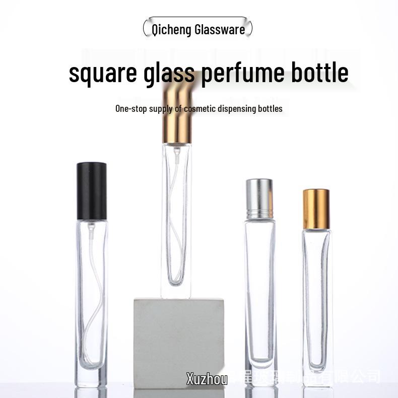 10ml Portable Glass Perfume Bottle with Spray, Roller Ball, and Lid - Silkscreen Compatible