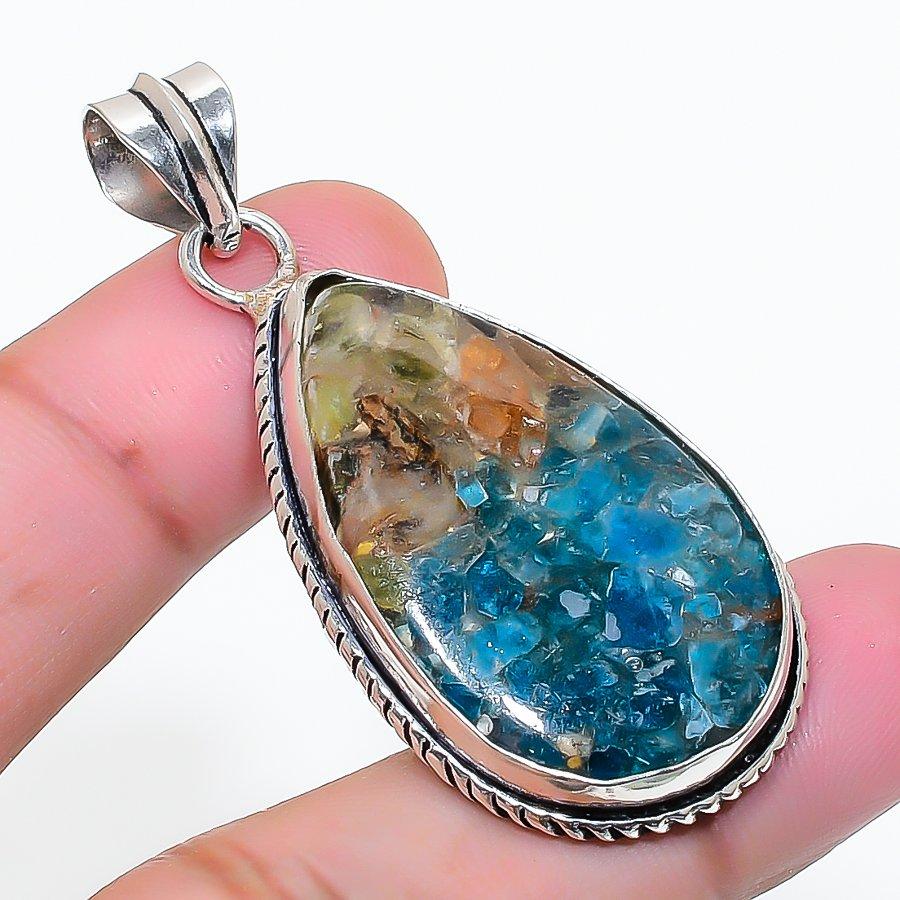 Natural Tourmaline Gemstone Handmade 925 Sterling Silver Pendant 2.01  AP-14979