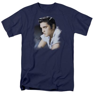 Elvis Presley Blaues Profil Herren T-Shirt Marineblau