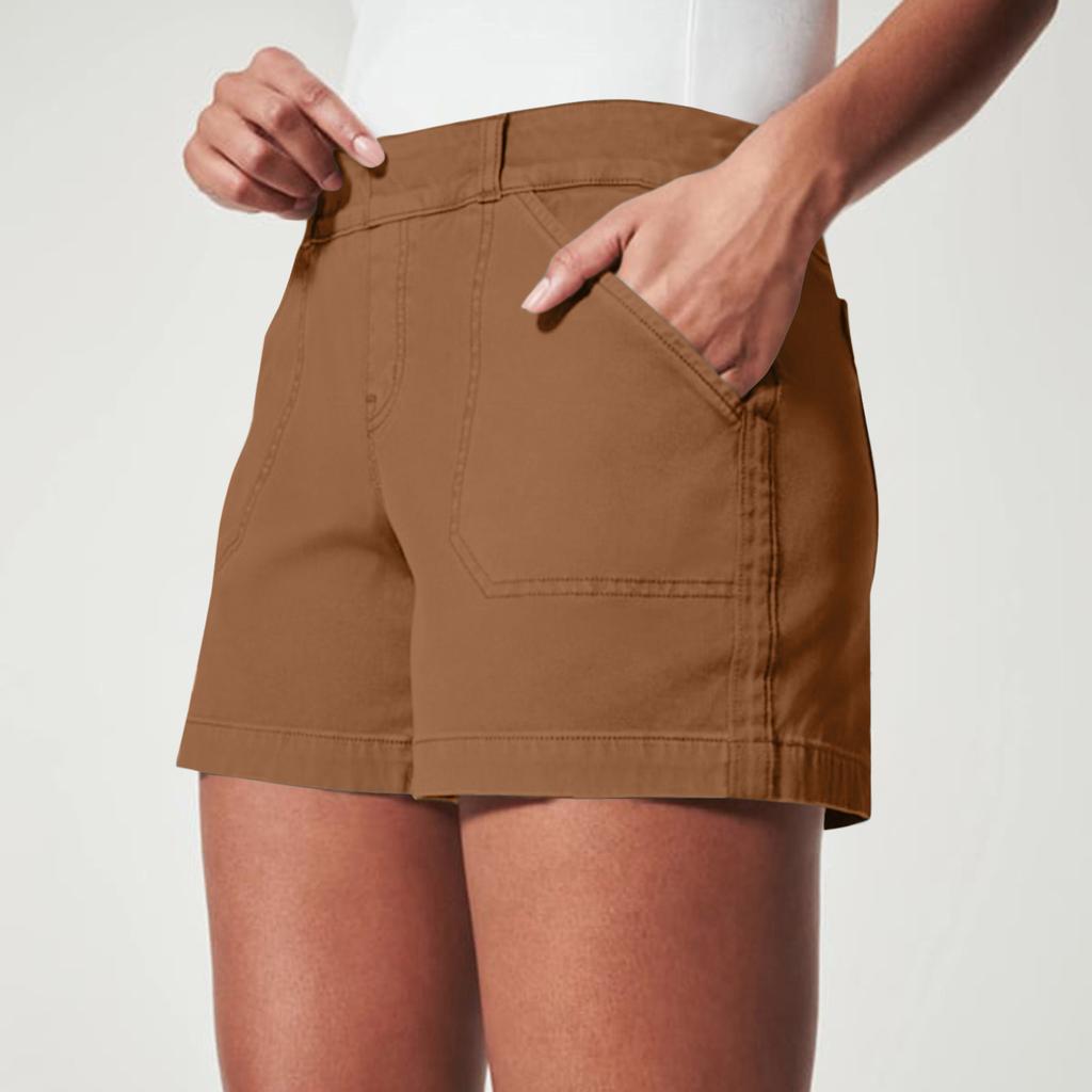 Buzunare laterale scurte din twill elastic moale pentru femei Sensare moale, fără nasturi și fără fermoar Potrivire flatantă