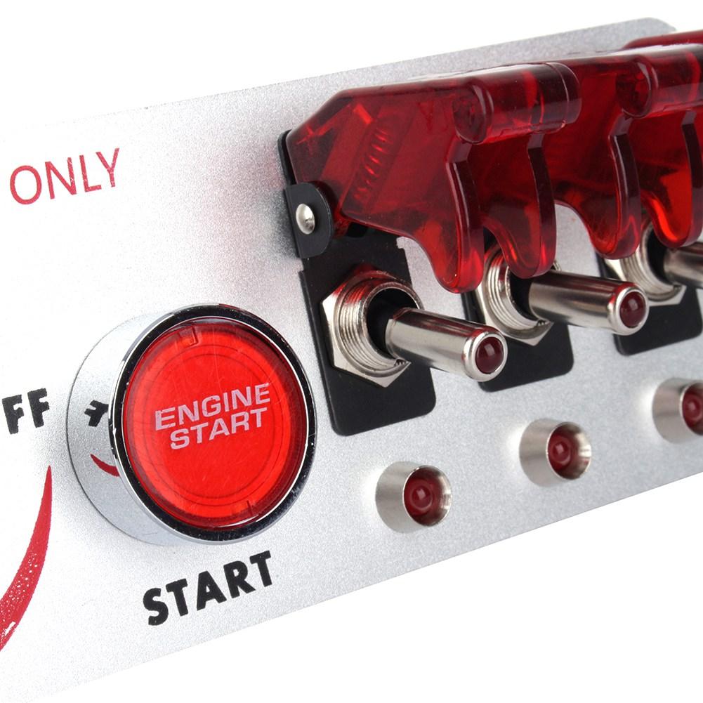 5 In 1 DC 12V Flip Up Ignition Toggle Switch Panel Car Engine Start Push Button with Led
