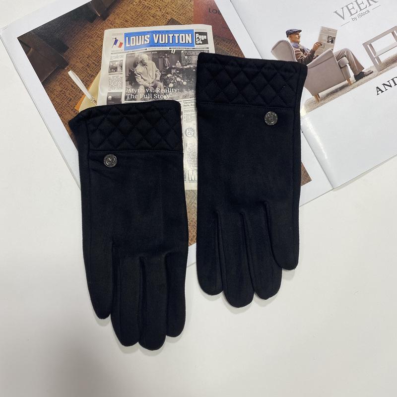 

Мужские ветрозащитные замшевые флисовые перчатки без пальцев для велоспорта - Теплые, с сенсорным экраном, однотонные One Size чёрный