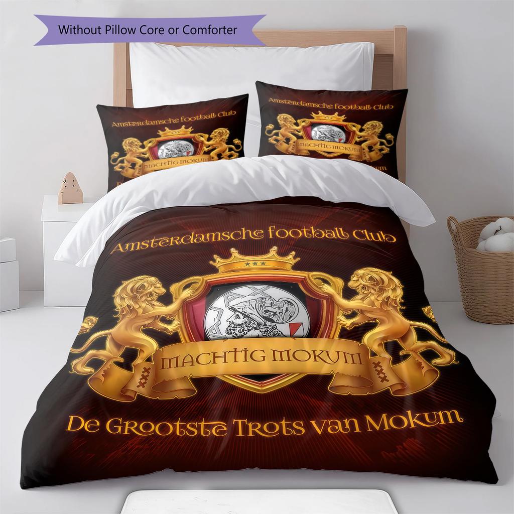 AFC Ajax Logo Bettwäsche Steppdecke Set Bettbezug Kissenbezug Heimdekoration Geburtstagsgeschenk (1 Bettbezug + 2 Kissenbezüge, ohne Füllung)