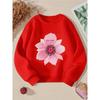 Kids Sweatshirt Round-Neck Hoodie - Pink Flower with QR Code Center Machine Washable, Spring And Autumn, Sportswear And Casual Wear