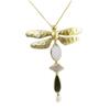 Les Trésors De Lily [Q5613] - Handmade Long Necklace 'Cléopatra' Green Beige Gold (dragonflies) - 70 Cm - 13x9 Cm
