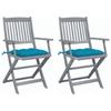 Day and Night - Day and Night Folding Garden Chairs 2 Pcs Cushions Solid Acacia Wood