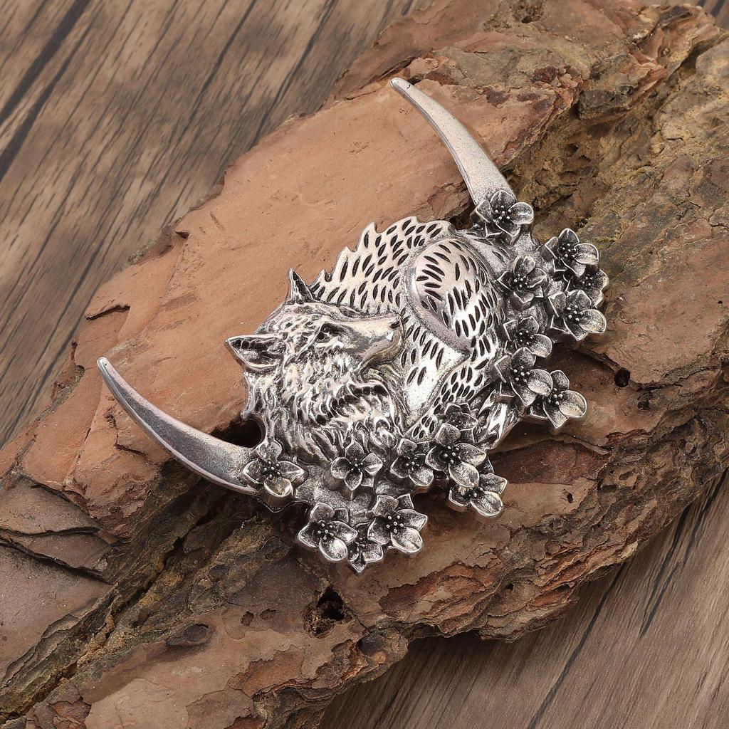 Viking Retro Moon Wolf Hair Clip - Trendy Norwegian Style Party Jewelry
