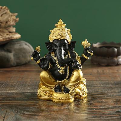 Elephant Statue Hindu Elephant God Statue Lord Ganesha Figurine Elephant God Sculpture Tabletop Decoration Ornament