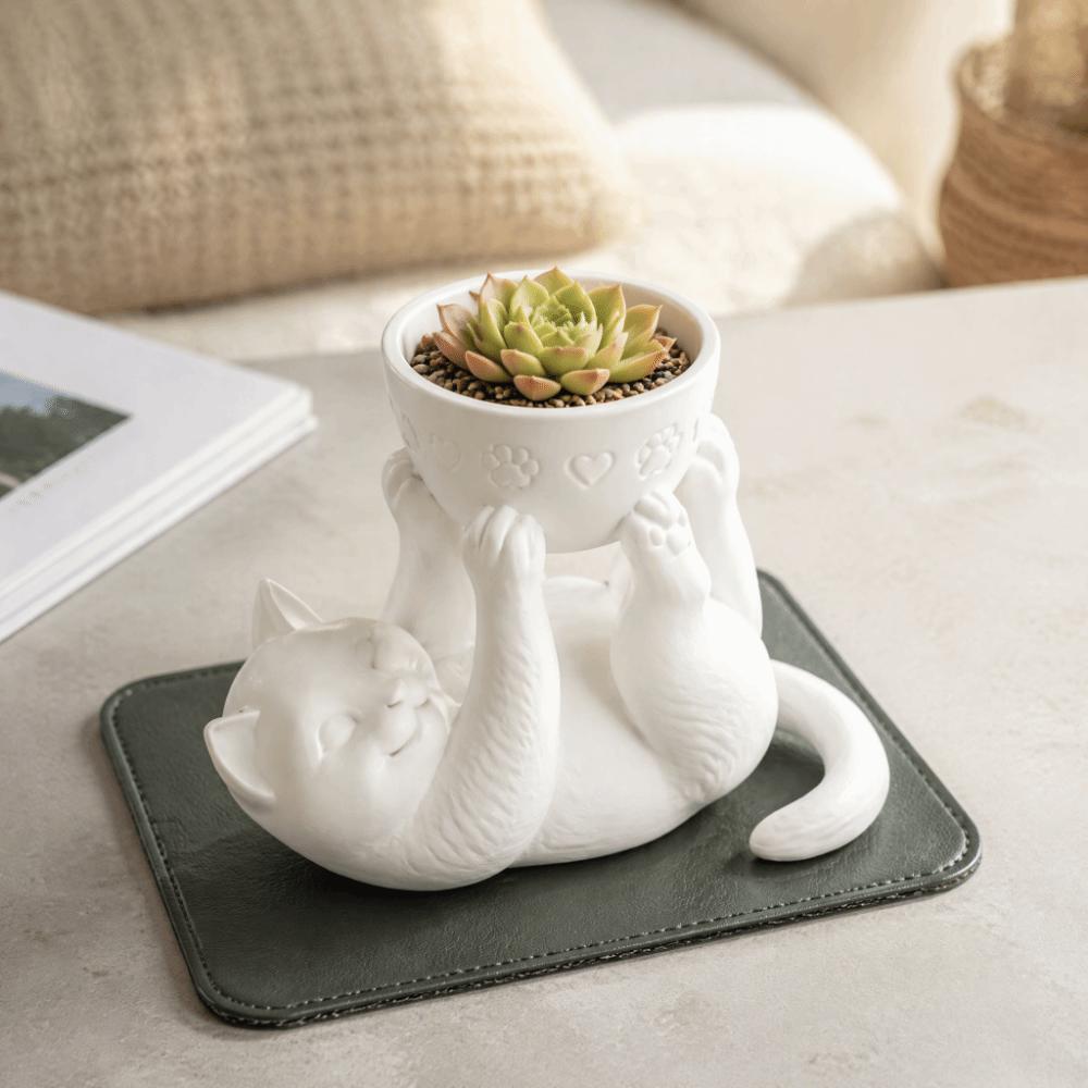 3D Printed Succulent Planter Plastic Cat Plant Pot Plant Holder Reclining Cat Planter Office