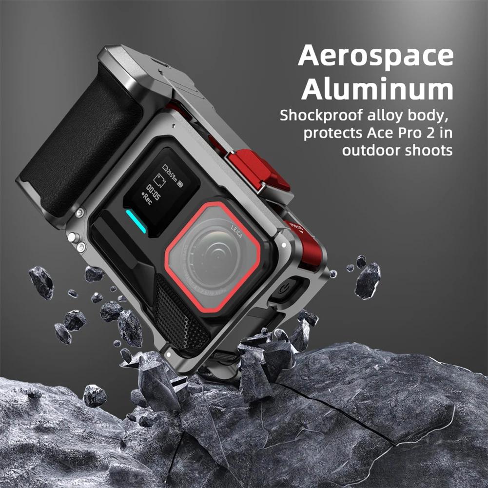 For Insta360 Ace Pro/2 Ergonomic Action Camera Cage Wear Resist Sports Camera Protective Case Detachable Camera Expand Accessory