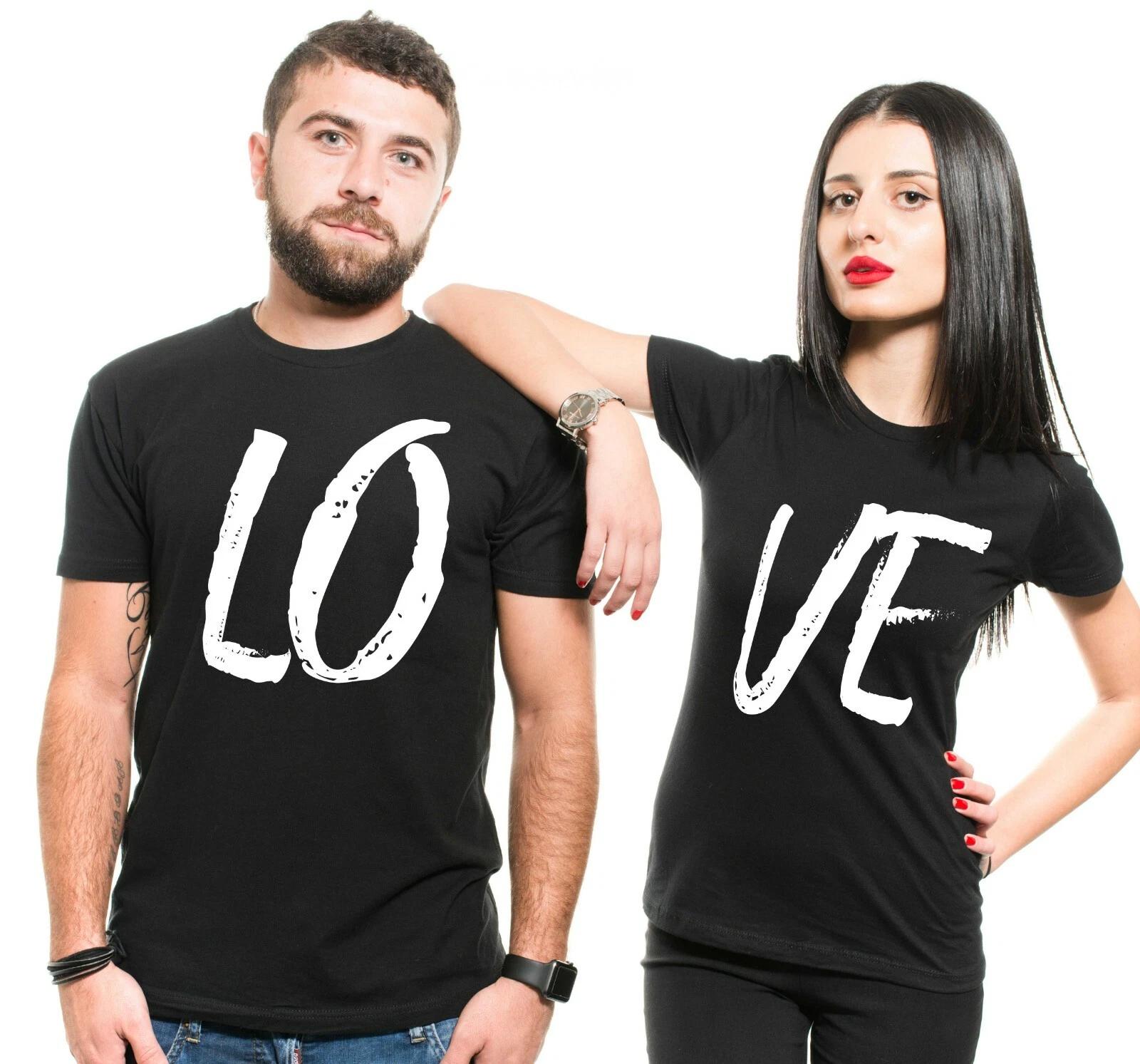 

Парная футболка LOVE Мужская хлопковая рубашка Женская приталенная рубашка LO VE Муж и жена Футболки S